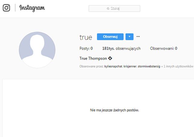True Thompson ma już swoje konto na Instagramie