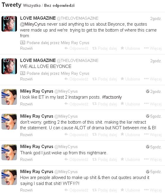 Portale kasują newsy o konflikcie między Cyrus a Beyonce