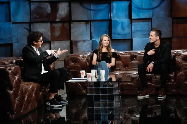 Wiktoria Gąsiewska u Kuby Wojewódzkiego, a obok niej gwiazda futbolu Wiktoria Gąsiewska u Kuby Wojewódzkiego, a obok niej gwiazda futbolu