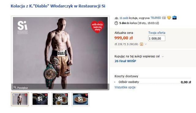 Komplet od Pierwszej Damy, występ Oli Ciupy... Co można licytować na WOŚP?