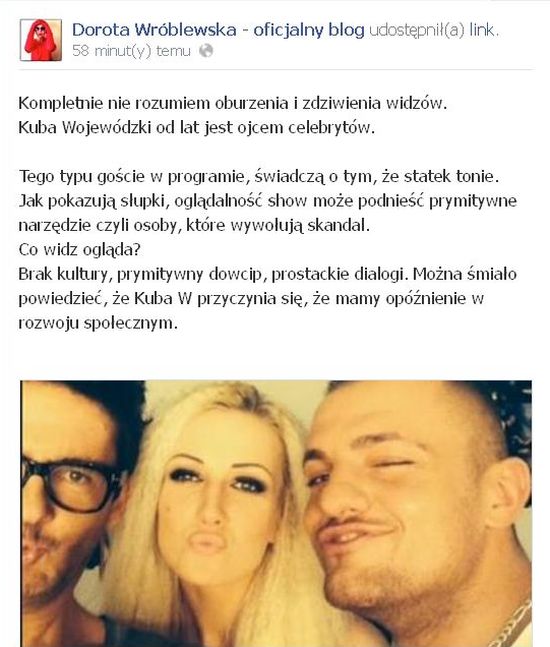 Wróblewska: Prymitywny dowcip, prostackie dialogi