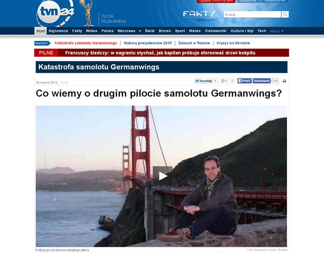Andreas Lubitz - drugi pilot airbusa celowo rozbił maszynę?