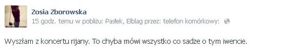Zofia Zborowska o koncercie Rihanny: Gnój!