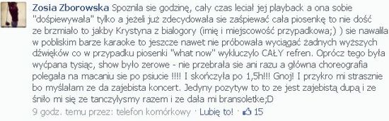 Zofia Zborowska o koncercie Rihanny: Gnój!