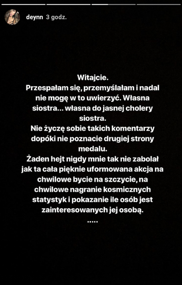 Jest odpowiedź Deynn na zarzuty siostry!