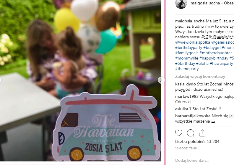 Małgorzata Socha świętuje 5. urodziny córeczki. Huczna impreza! 