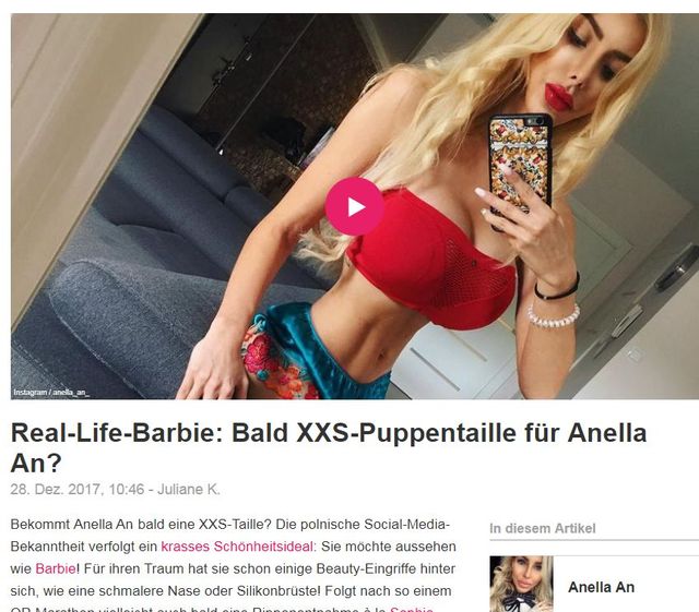 Niemiecki serwis zrobił materiał o Anelli (Instagran)