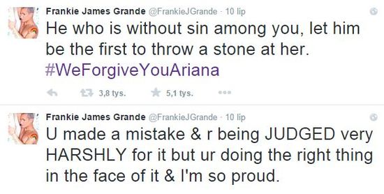 Brat Ariany Grande broni swojej siostry (Twitter)