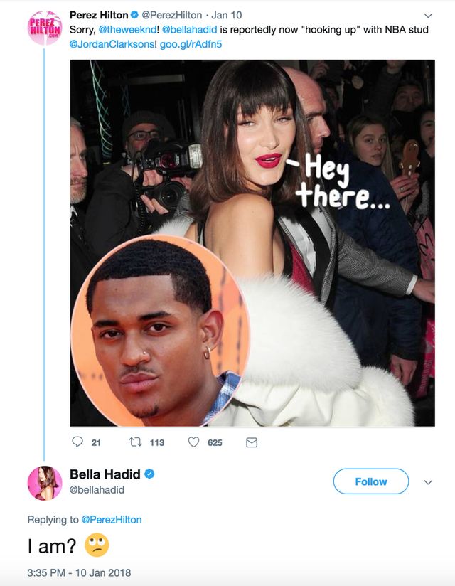 Bella Hadid komentuje plotki o jej romansie z Jordanem Clarksonem