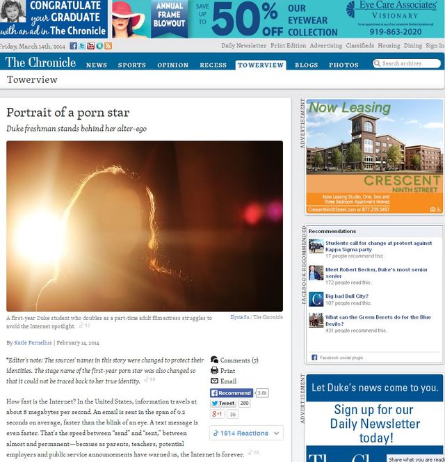 Studentka szanowanej uczelni jest aktorką filmów porno Studentka szanowanej uczelni jest aktorką filmów porno