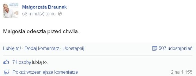 Małgorzata Braunek nie żyje
