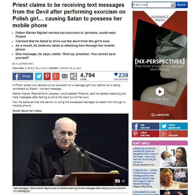 Polski ksiądz twierdzi, że dostaje smsy od szatana!
