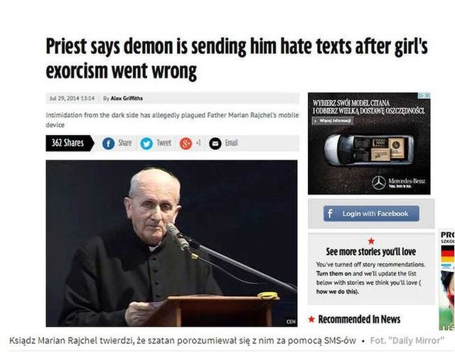 Polski ksiądz twierdzi, że dostaje smsy od szatana!