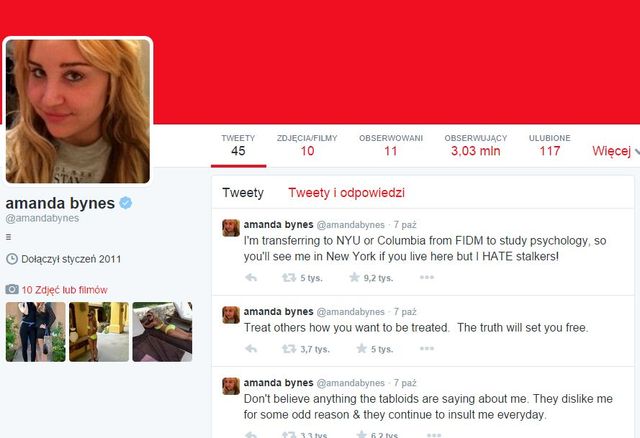 Amanda Bynes wróciła na Twittera Amanda Bynes wróciła na Twittera