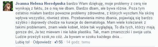Joanna Horodyńska tłumaczy się z nieidealnej cery
