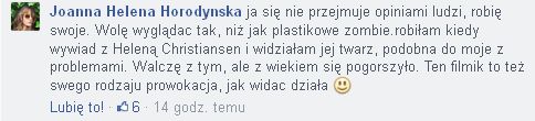 Joanna Horodyńska tłumaczy się z nieidealnej cery