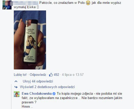 Afera z Ewą Chodakowską na zapalniczce (FB)