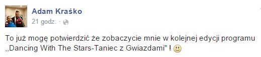 Adam Kraśko pochwalił się na FB intratną propozycją Adam Kraśko pochwalił się na FB intratną propozycją