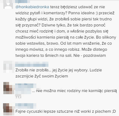 Fani do Honey: Zrobiłaś sobie piersi! (Instagram)