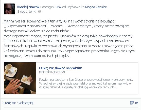 Maciej Nowak do Magdy Gessler: Nie pier*ol! Maciej Nowak do Magdy Gessler: Nie pier*ol!