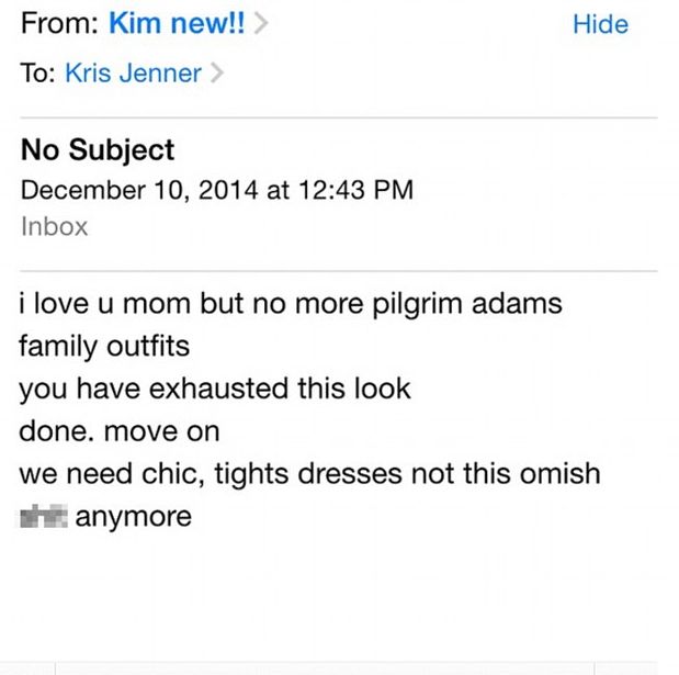 Wyciekła interesująca korespondencja Kim do jej matki