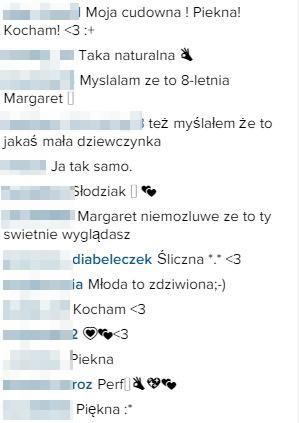 Margaret bez makijażu i z cieniami pod oczami (Instagram) Margaret bez makijażu i z cieniami pod oczami (Instagram)