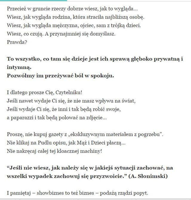 Mucha o Przybylskiej: Od poniedziałku koczują paparazzi Mucha o Przybylskiej: Od poniedziałku koczują paparazzi