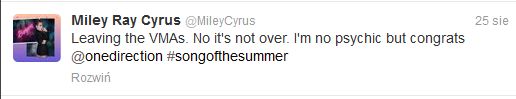 Co Miley Cyrus sądzi o swoim występie podczas VMA 2013?