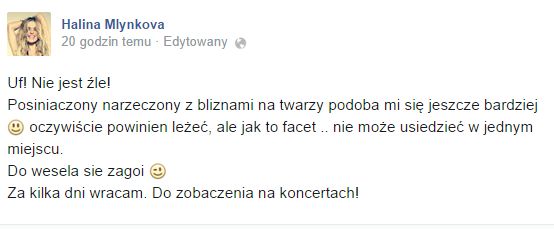 Halina Mlynkova pierwszy raz o pobiciu narzeczonego