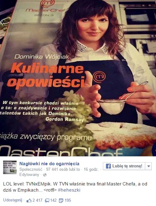Jest oświadczenie Empiku wsprawie książki z MasterChefa