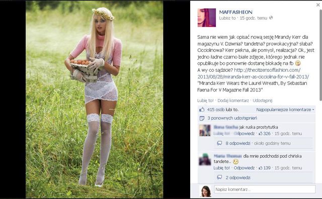 Maffashion krytykuje najnowszą sesję Mirandy Kerr