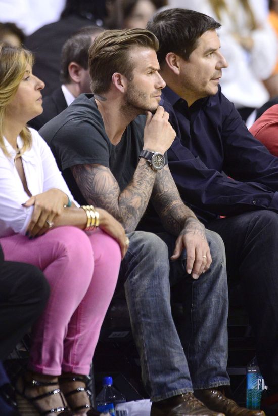 David Beckham śledzi mecz