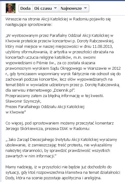 Akcja Katolicka przeprosiła Dodę Akcja Katolicka przeprosiła Dodę