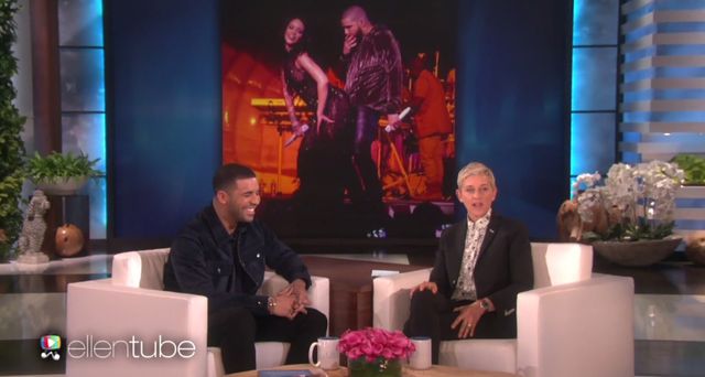 Ellen Degeneres zapytała Drake'a o jego relacje z Rihanną Ellen Degeneres zapytała Drake'a o jego relacje z Rihanną