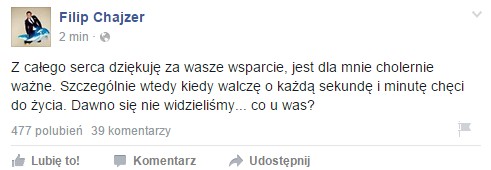 Filip Chajzer przemówił na FB!