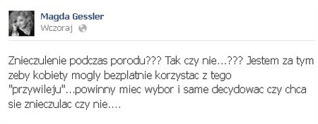 Gessler chce, by znieczulenie podczas porodu było bezpłatne