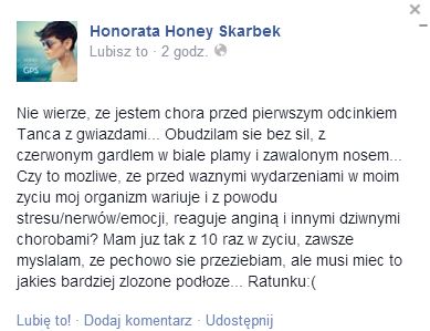 Honey poważnie chora przed 1. odcinkiem Tańca z gwiazdami Honey poważnie chora przed 1. odcinkiem Tańca z gwiazdami