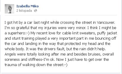 Iza Miko została potrącona przez samochód!