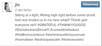 Pijany kierowca wjechał w wóz Jennifer Lopez! (FOTO)