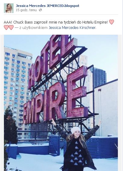 Jessica Mercedes: Chuck Bass zaprosił mnie do Hotelu Empire!