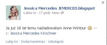 Jessica Mercedes: Już 18 lat temu naśladowałam Annę Wintour 