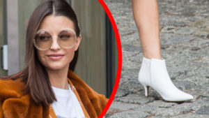 Julia Wieniawa w białych botkach, okularach Diora i w sztucznym futerku ZDJĘCIA Julia Wieniawa w białych botkach, okularach Diora i w sztucznym futerku ZDJĘCIA