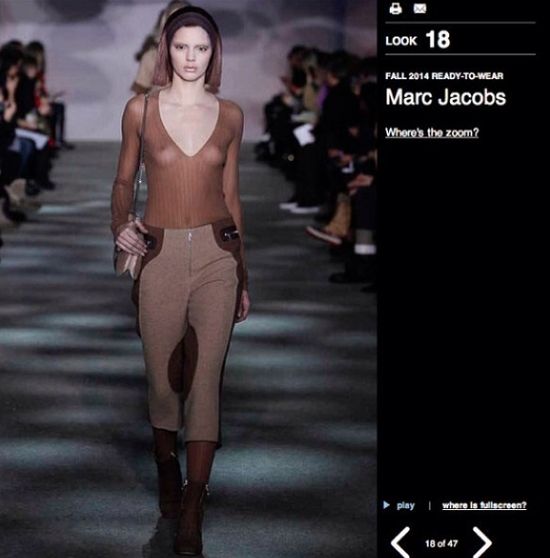 Kendall Jenner pokazała sutki na wybiegu u Marca Jacobsa