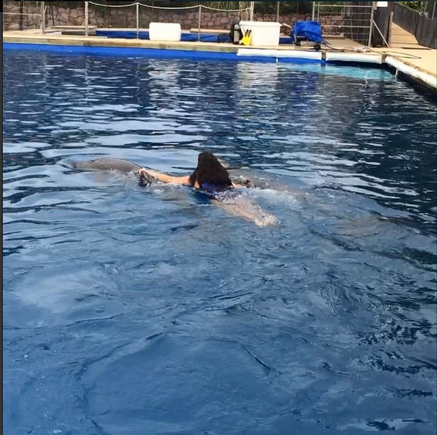 Kim Kardashian postanowiła popływać z delfinami (FOTO)