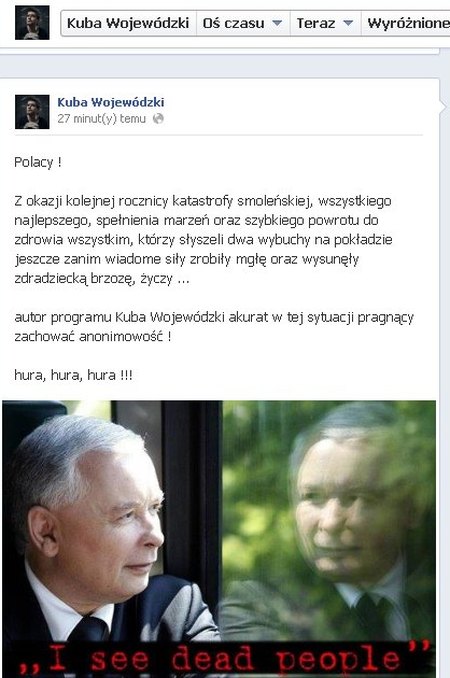 Kuba Wojewódzki nabija się z ofiar katastrofy smoleńskiej Kuba Wojewódzki nabija się z ofiar katastrofy smoleńskiej