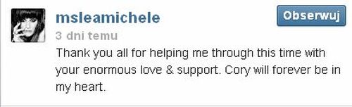 Lea Michele dodała pierwszy wpis po śmierci Cory'ego (VIDEO)
