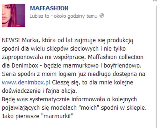 Maffashion będzie projektowała jeansy Maffashion będzie projektowała jeansy