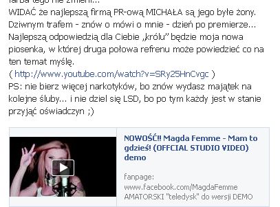 Magda Femme o Michale Wiśniewskim: Lubi babrać się w g*wnie