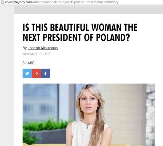 Amerykański Playboy pisze o Magdalenie Ogórek!