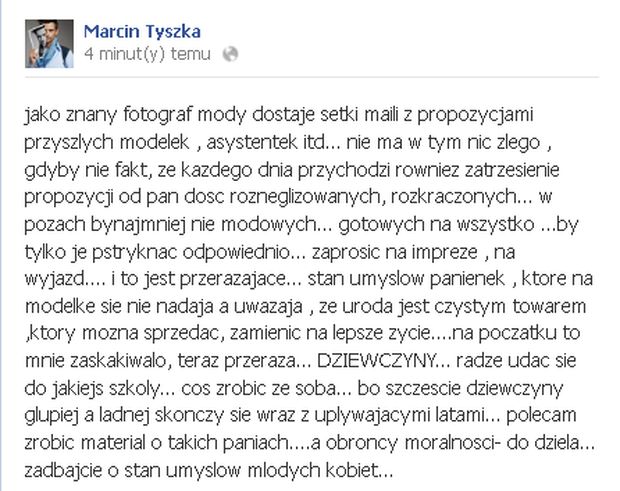 Tyszka: Zatrzęsienie propozycji od pań... rozkraczonych